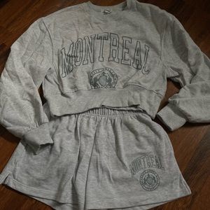 Sweatshorts and cropped sweatshirt set from Garage, top size S, shorts size XS